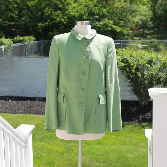 Akris Women's Green Spring Blazer Designer Soft Wool Blend Green Size 12 - Picture 9 of 14